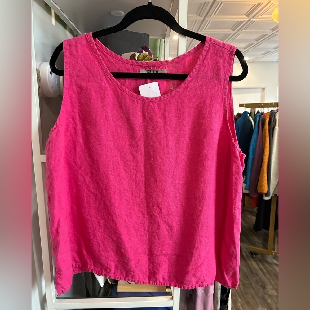 FLAX hot pink linen sleeveless blouse size L